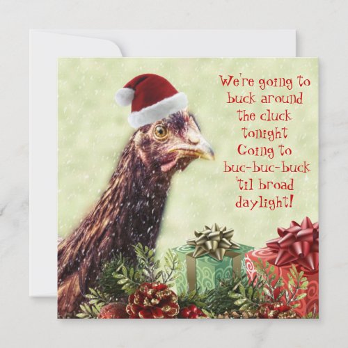 Poultry Farm Santa Chicken Christmas Party Invitation