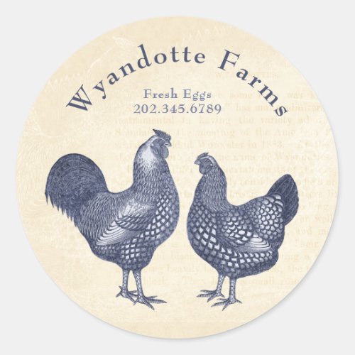 Poultry Farm Wyandotte Chickens Fresh Eggs Classic Round Sticker