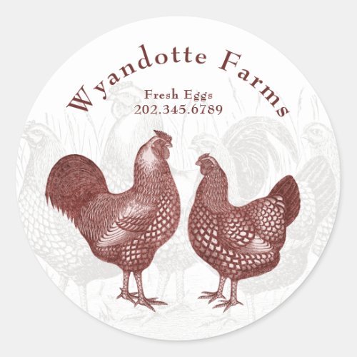 Poultry Farm Wyandotte Chickens Fresh Eggs Classic Round Sticker