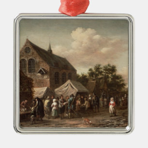 Poultry Market by a Church Metal Ornament