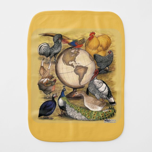 Poultry of the World Burp Cloth (Front)