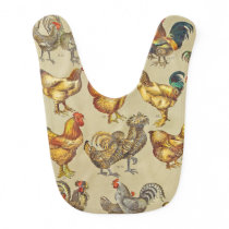 Poultry Rooster Chicken country vintage art Baby Bib