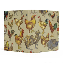 Poultry Rooster Chicken country vintage art Mini Binder