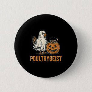 Poultrygeist Chicken Ghost Pumpkin Costume Hallowe Button