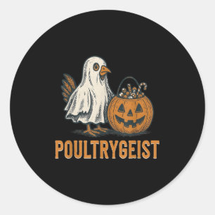Poultrygeist Chicken Ghost Pumpkin Costume Hallowe Classic Round Sticker