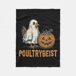 Poultrygeist Chicken Ghost Pumpkin Costume Hallowe Fleece Blanket