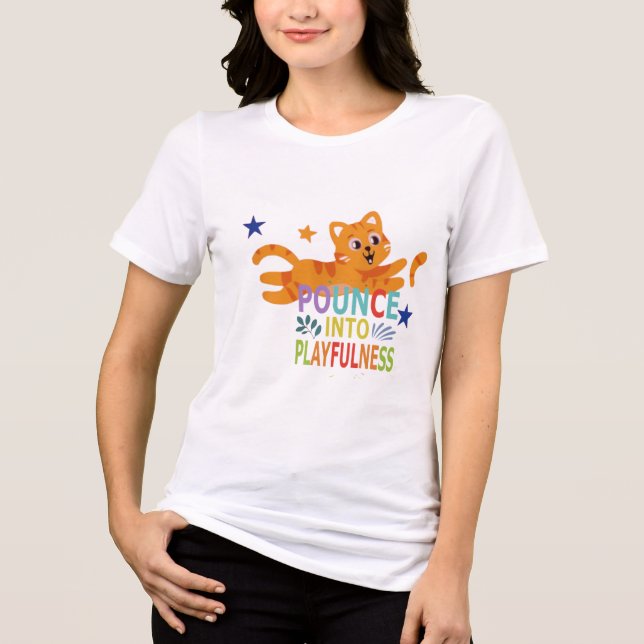 “Pounce on the Awesome – Catitude Tee” Tri-Blend Shirt (Front)