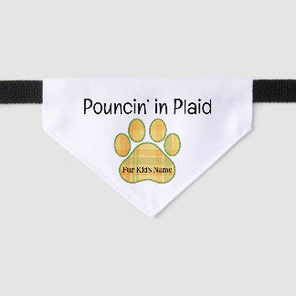 Pouncin’ in Plaid – Personalized Fall Cat Bandana Pet Bandana Collar