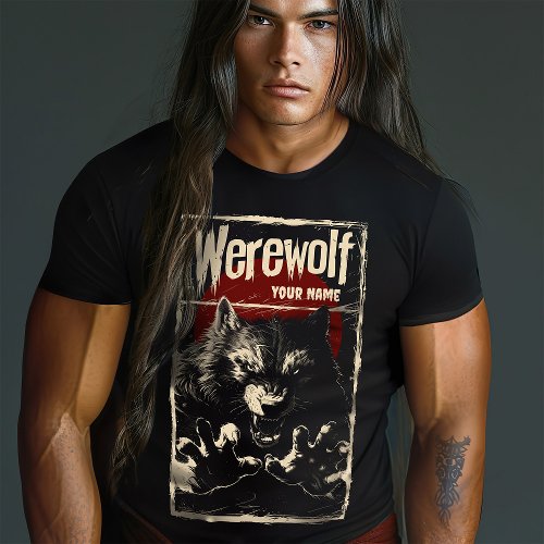 Pouncing Werewolf in the Full Moon Vintage Monster T_Shirt