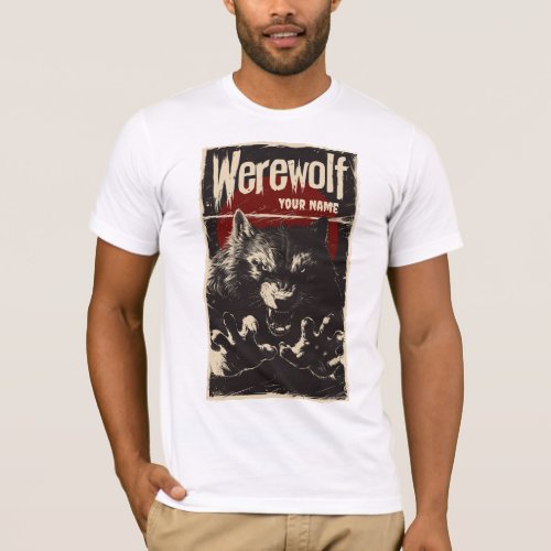 Pouncing Werewolf in the Full Moon Vintage Monster T_Shirt