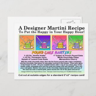 Pound Cake Martini Recipe Card Postcard