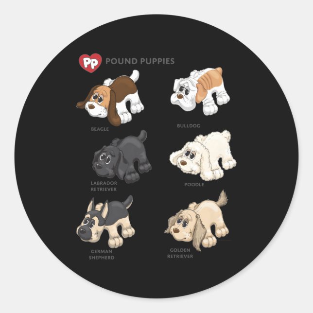 Pound Puppies Puppy Breed Textbook Classic Round Sticker (Front)