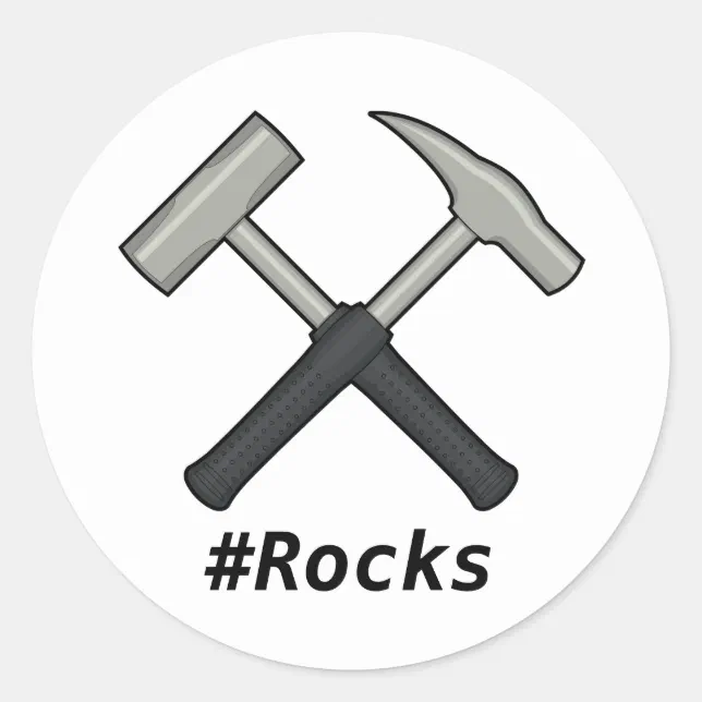 Pound Rocks Crossed Rock Hammers Classic Round Sticker Zazzle