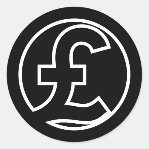 Pound Sterling Symbol currency in black circle Classic Round Sticker