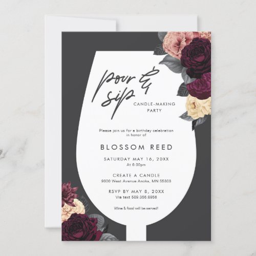 Pour and Sip Candle Making Party Invitation