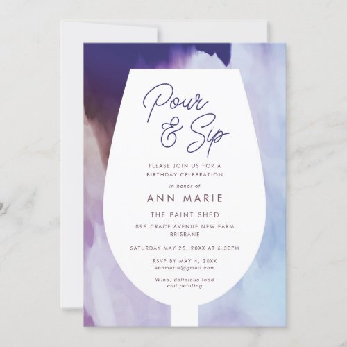 Pour and Sip Wine and Painting Party Invitation