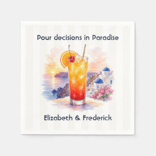 Pour Decisions in Paradise Santorini Cocktail Napkins