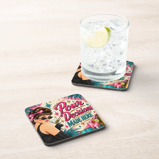 Pour Decisions Made Here Retro 1950s Cocktail Beverage Coaster