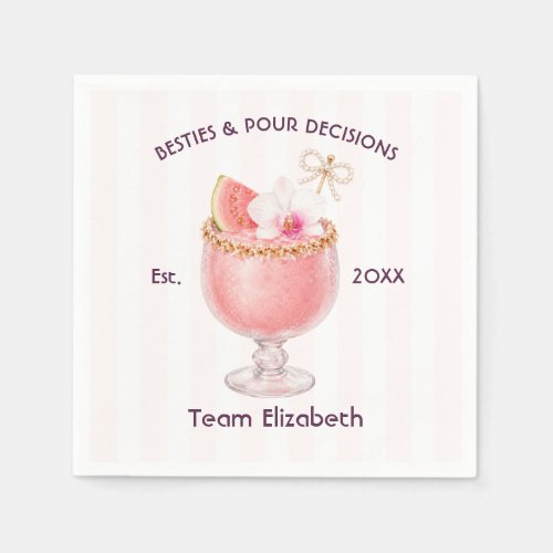Pour Decisions Pink Cocktail Bachelorette Party Napkins