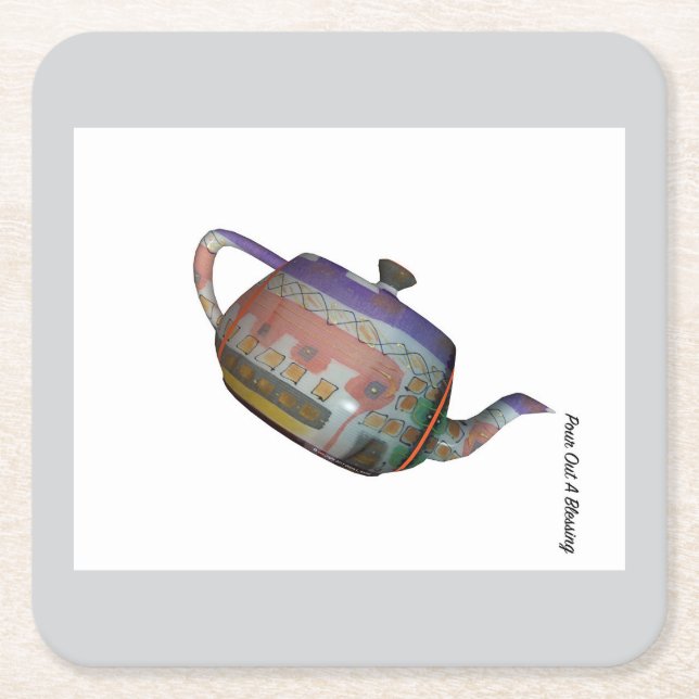 Pour Out A Blessing Square Paper Coaster (Front)
