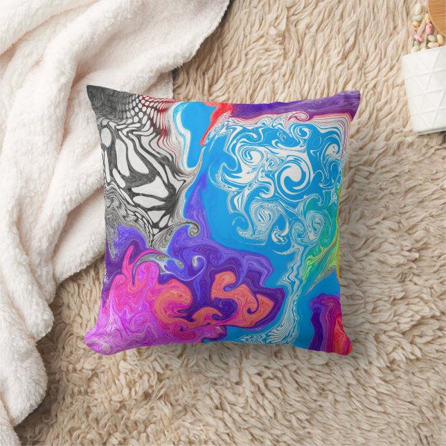Pour Paint Effect Digital Art   Throw Pillow (Blanket)