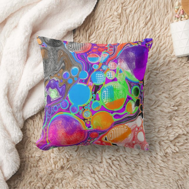 Pour Paint Effect Digital Art Throw Pillow (Blanket)