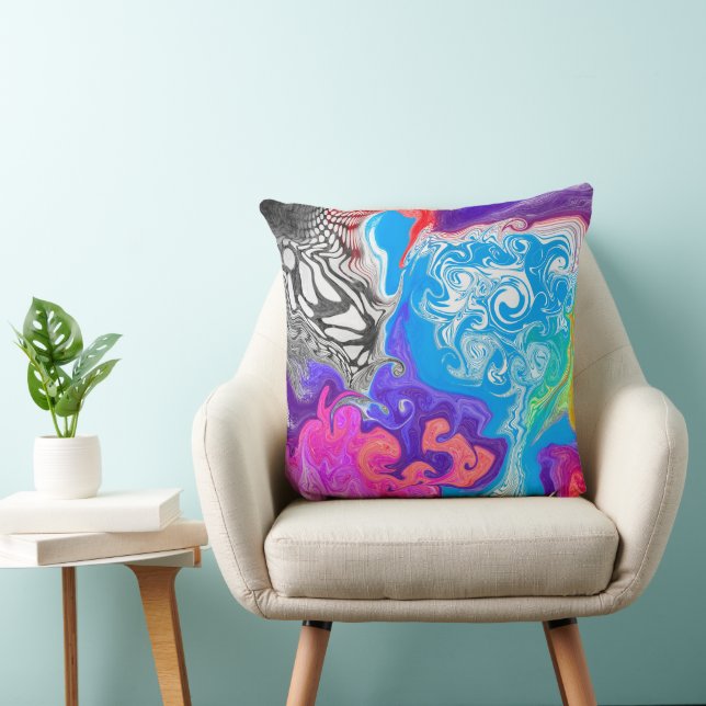 Pour Paint Effect Digital Art   Throw Pillow (Chair)