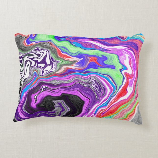 Pour Paint Effect Marble Digital Art    Accent Pillow (Back)