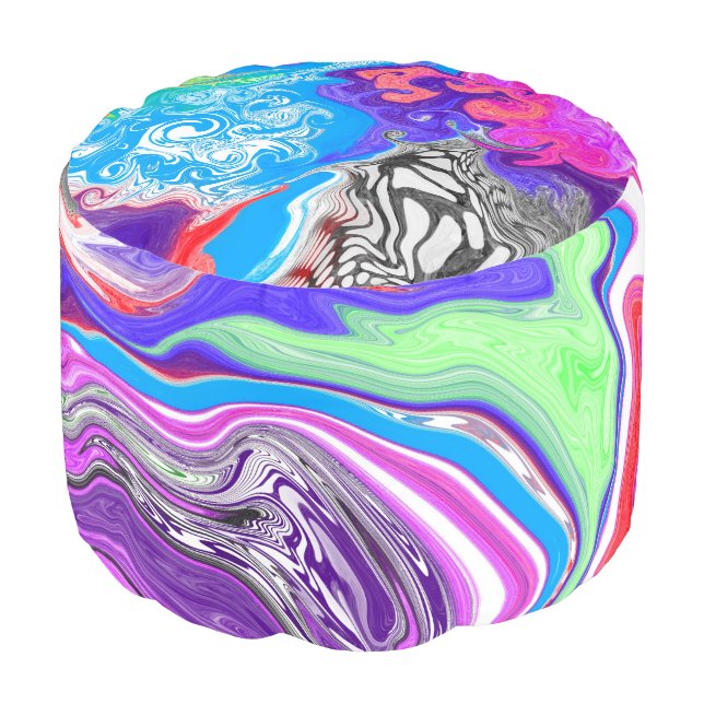 Pour Paint Effect Marble Digital Art  Pouf (Angled Front)