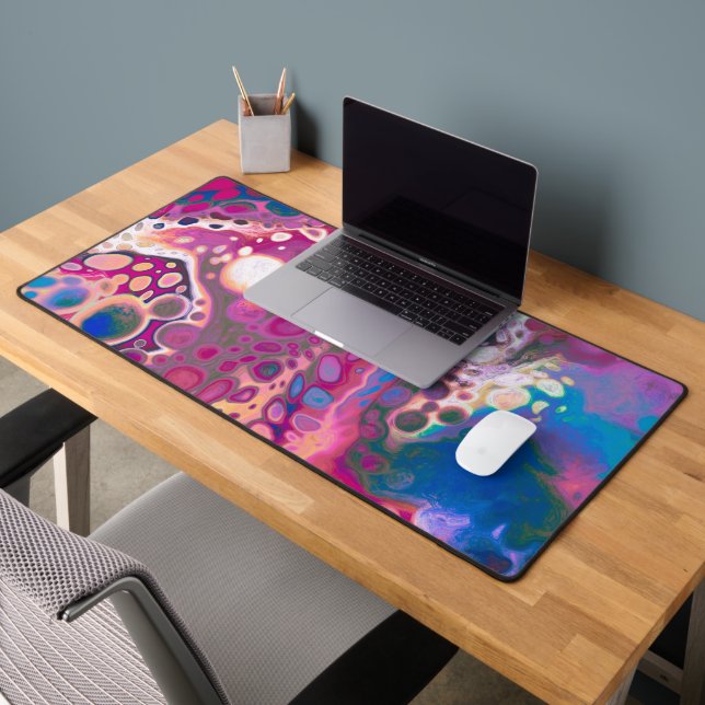Pour Painting Style Fluid Art Purple and Blue Desk Mat (Office 2)