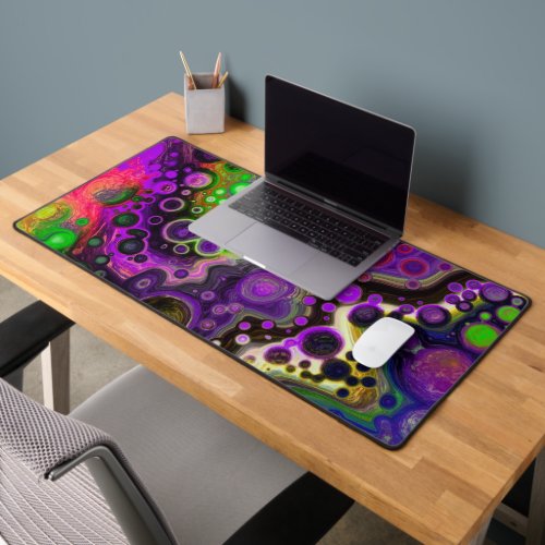 Pour Painting Style Fluid Art Purple Green Black Desk Mat