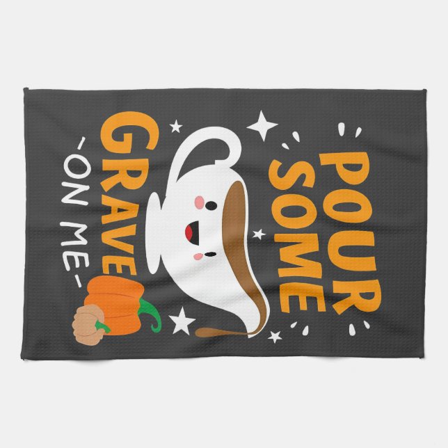 Pour Some Gravy On Me Thanksgiving Turkey  Kitchen Towel (Horizontal)