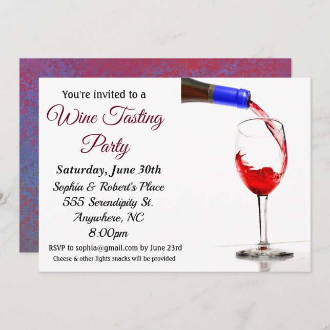 Pour Wine Tasting Party Invitation (Front/Back)