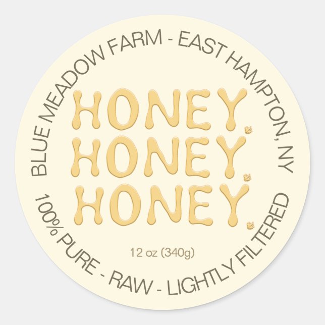 Poured Honey Text Beekeeper label (Front)