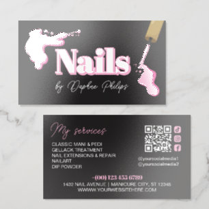 Poured Pink Nail Polish Raised Spot UV Business Card