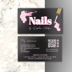 Poured Pink Nail Polish Raised Spot UV Business Card