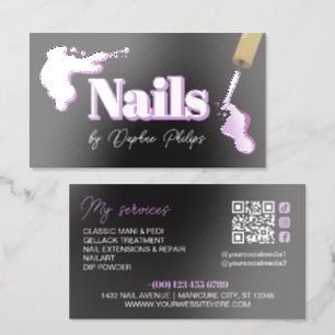 Poured Purple Nail Polish Raised Spot UV Business Card
