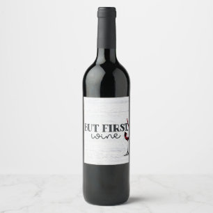 Poured Red Wine On Whitewashed Wood Label
