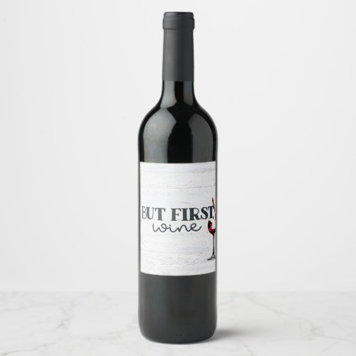 Poured Red Wine On Whitewashed Wood Wine Label