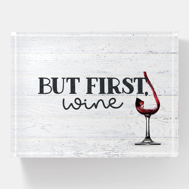 Poured Red Wine On Wood Paperweight (Front)