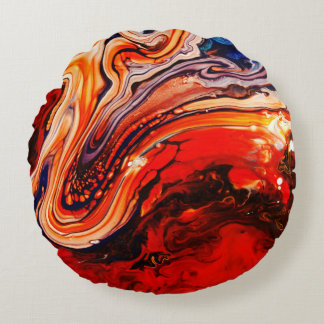 Pouring Art, Abstract Art Round Pillow