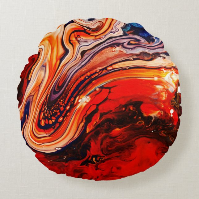 Pouring Art, Abstract Art Round Pillow (Front)