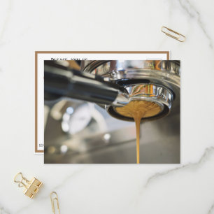 Pouring Espresso from Coffee Machine Invitation Postcard