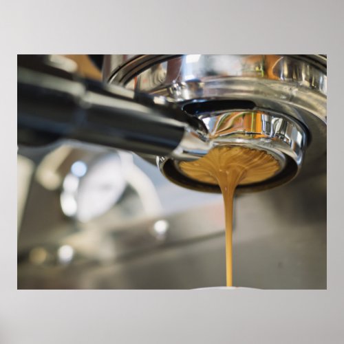 Pouring Espresso from Coffee Machine Poster