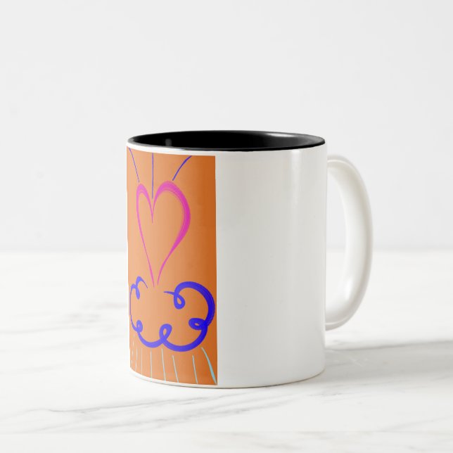 Pouring love White background Two-Tone coffee mug (Front Right)