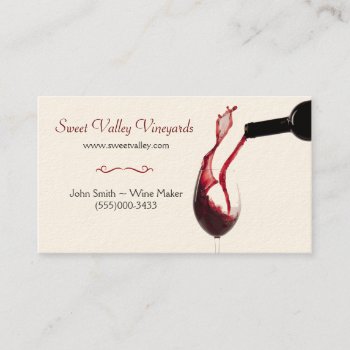 Pouring Red Wine Business Card by TheFruityBasket at Zazzle