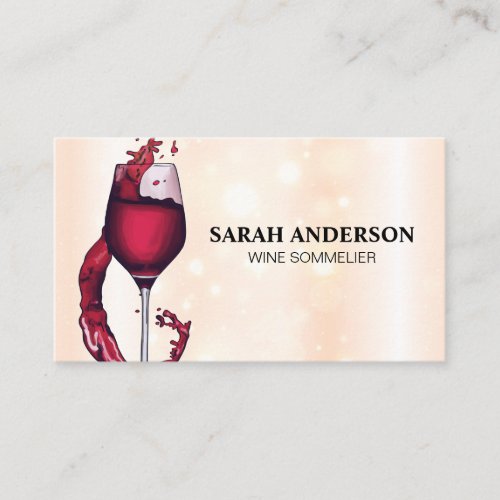 Pouring Red Wine Glass  Bokeh Background Business Card