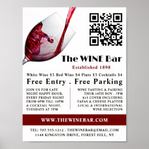 Pouring Red Wine, Wine Bar/Winery Advertising Poster