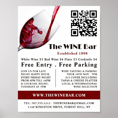 Pouring Red Wine Wine BarWinery Advertising Poster