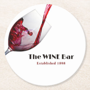 Pouring Red Wine, Wine Bar/Winery Round Paper Coaster